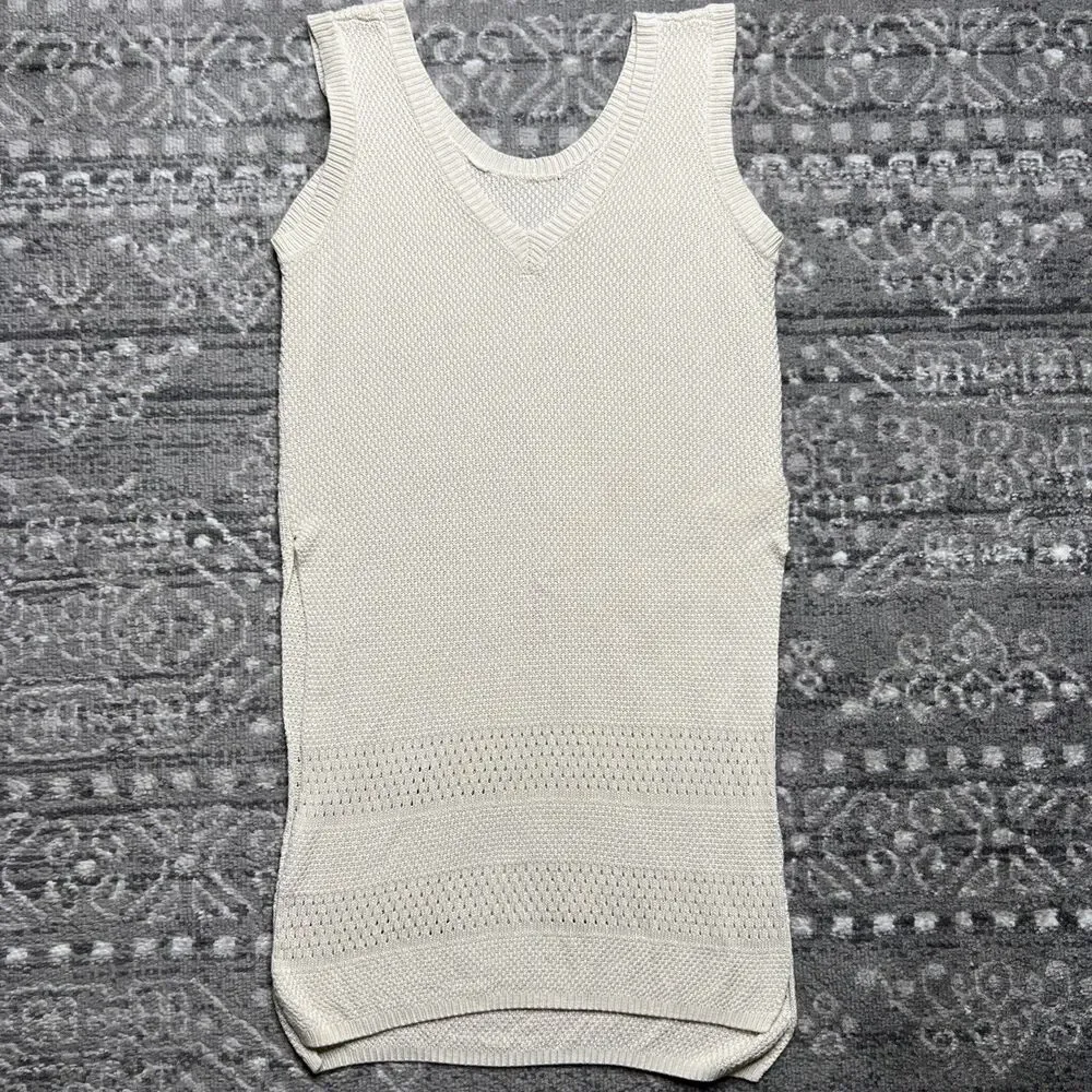 Cupshe Tunic Knit Tank Top Swimsuit Coverup  Medium Tan Beige High Side Slits